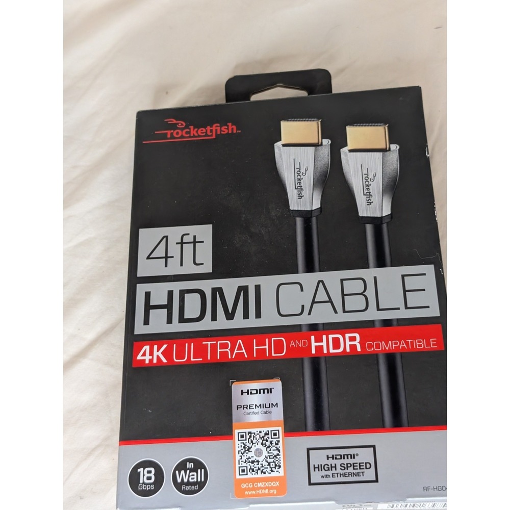 Rocketfish 4ft HDMI Cable 4K Ultra HD and HDR Compatible 4K/ 60 FPS- Dolby HD